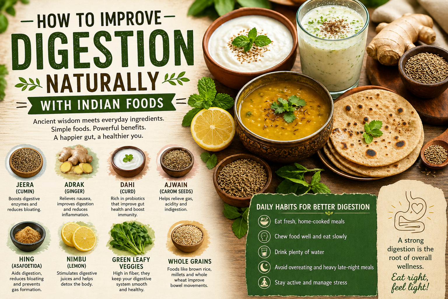 🌿 How to Improve Digestion Naturally with Indian Foods