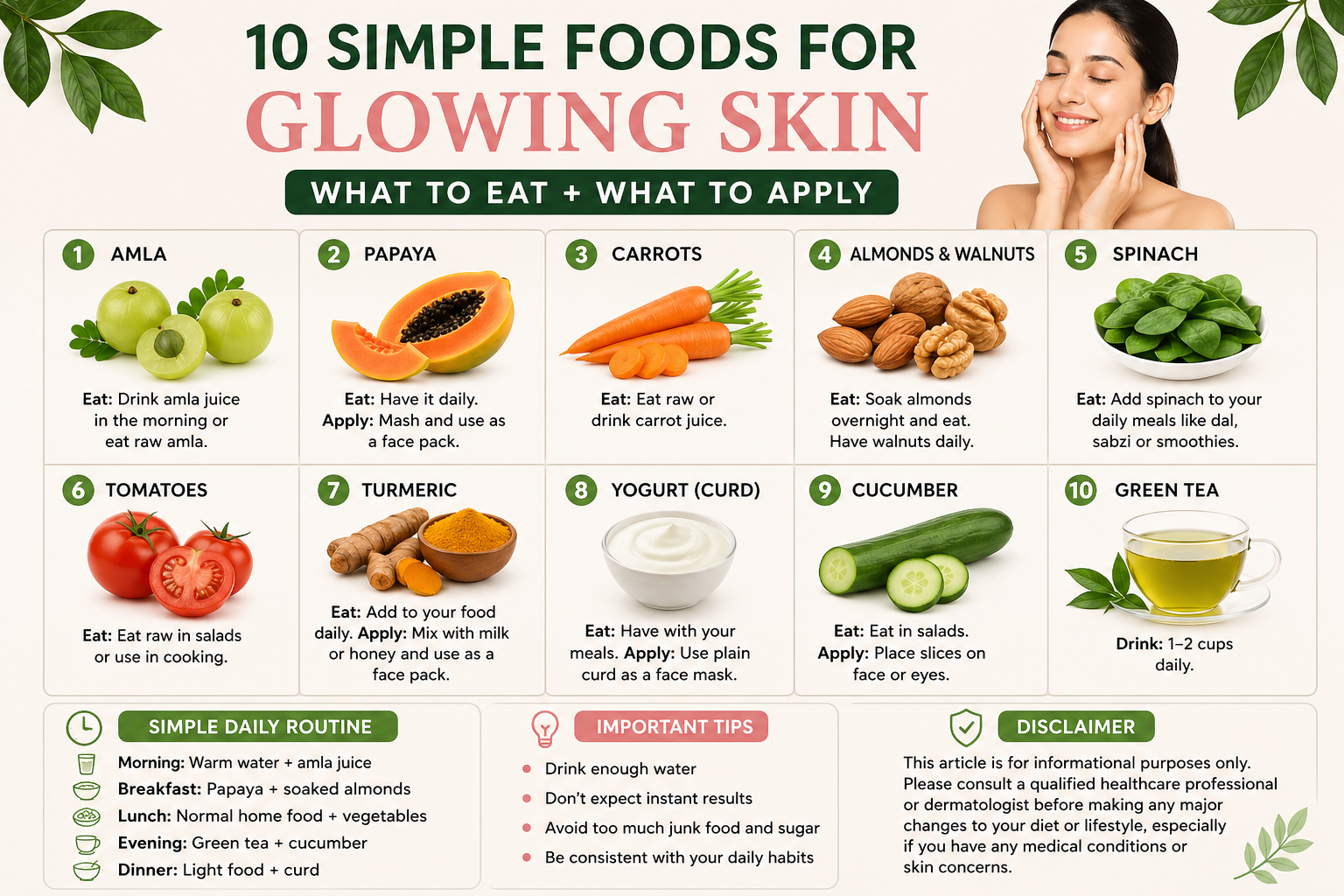 10 Simple Foods for Glowing Skin