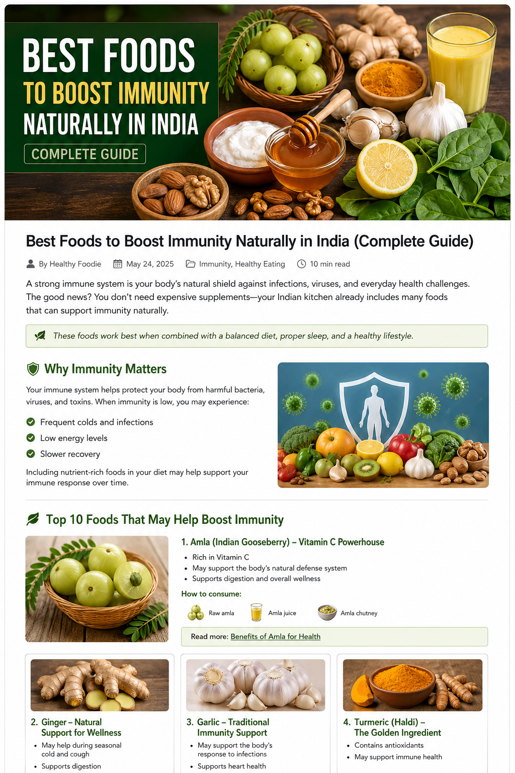 🌿 Best Foods to Boost Immunity Naturally in India (Complete Guide)