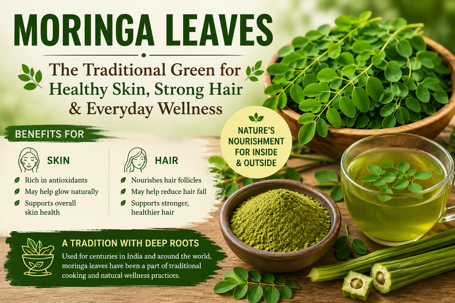 Moringa Leaves: The Traditional Green That Quietly Supported Skin, Hair, and Everyday Wellness